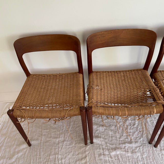 Mid-Century Modern 1960s Four Neils Otto Moller Model 75 Danish Mid Century Teak Wooden Chairs For Sale - Image 3 of 12