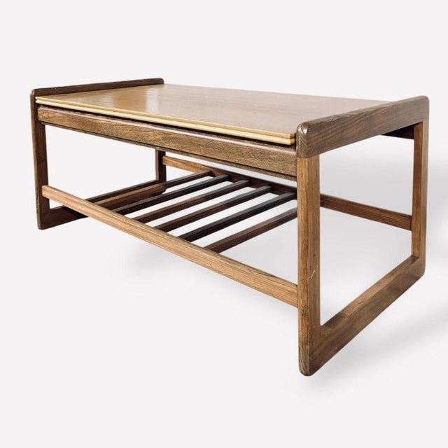 Brown Mid-Century Modern Teak Coffee Table with Magazine Rack, 1960s For Sale - Image 8 of 9