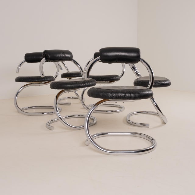 Vintage Cobra Dining Chairs by Giotto Stoppino, 1970s, Set of 6 For Sale - Image 3 of 8