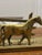 This charming vintage English brass letter rack features a beautifully detailed image of a horse standing proudly in front...