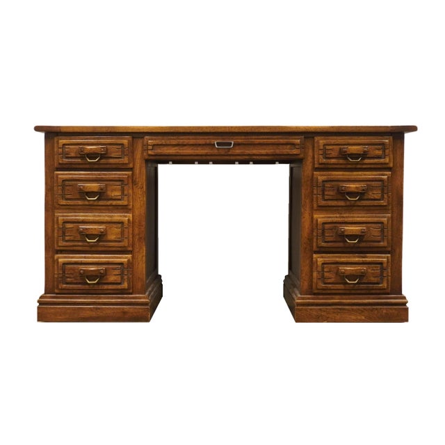 Brown High End Vintage Rustic Southwestern Cowboy Style 56" Writing Desk 7054 For Sale - Image 8 of 12
