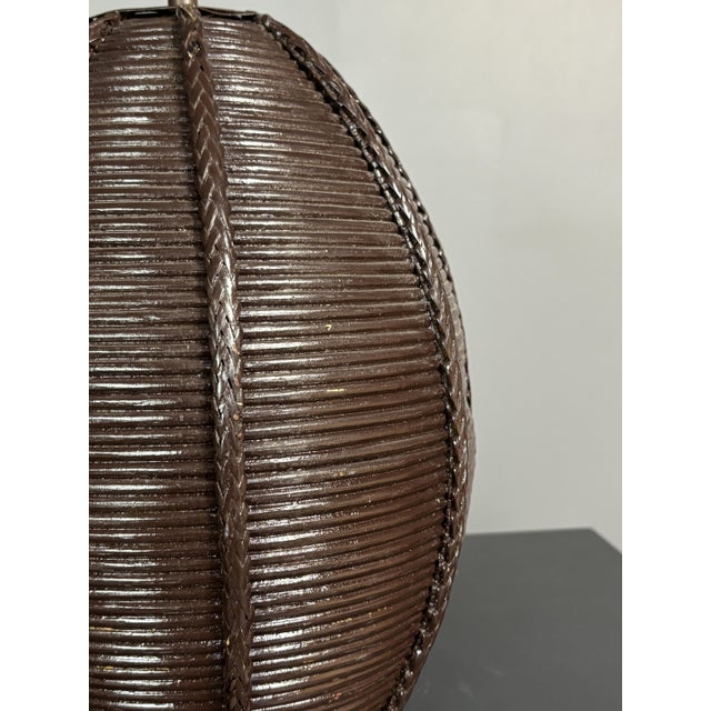 Mid-Century Boho Pencil Reed Rattan Table Lamp with Mushroom Shade, 1970s For Sale - Image 16 of 18