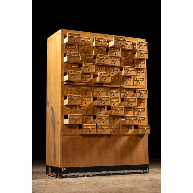 1960s MCM 60-Drawer Maple Card Catalog by Library Bureau For Sale - Image 5 of 17