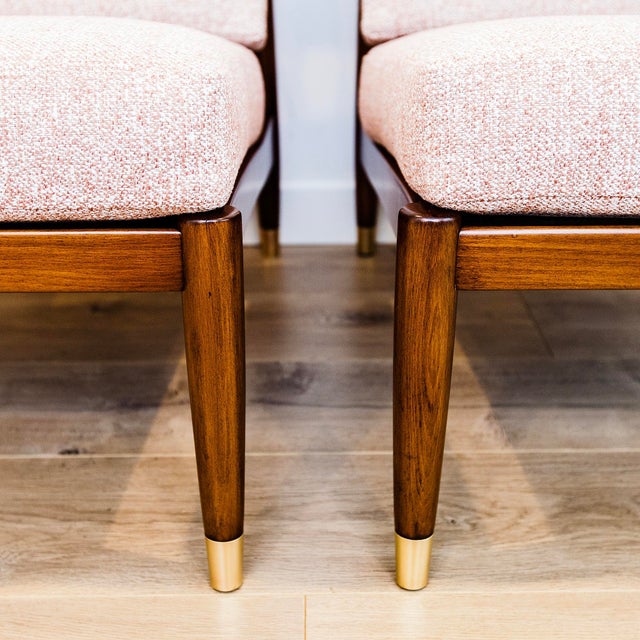 Fully Restored 1960s Scandinavian Slipper Chairs in Beech & Brass Attributed to Dux For Sale In Los Angeles - Image 6 of 13