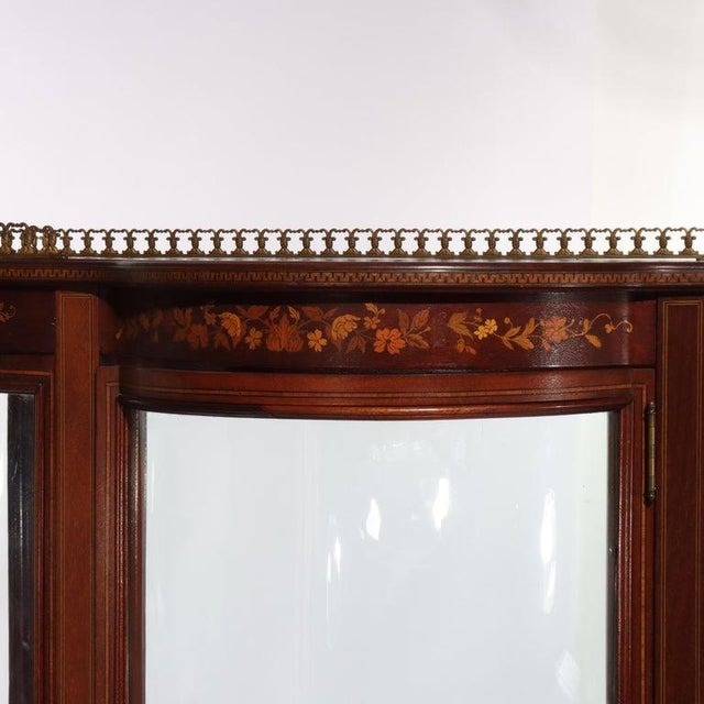 19th Century Antique Rj Horner Inlaid Mahogany & Marquetry Vitrine, Attributed For Sale - Image 5 of 10