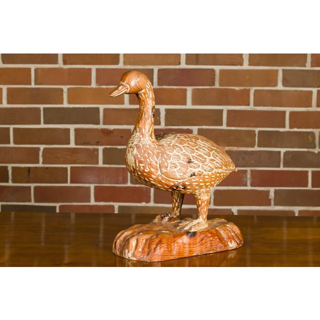 Italian 1920s Carved Wooden Duck Sculpture with Painted Accents For Sale - Image 11 of 12