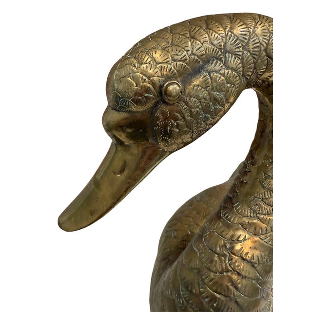 Metal Vintage Large Brass Swan by Fritz Brass For Sale - Image 7 of 10
