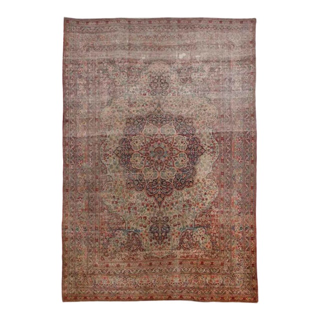 1900 Antique Persian Kerman Lavar Rug- 9′ × 14′ For Sale