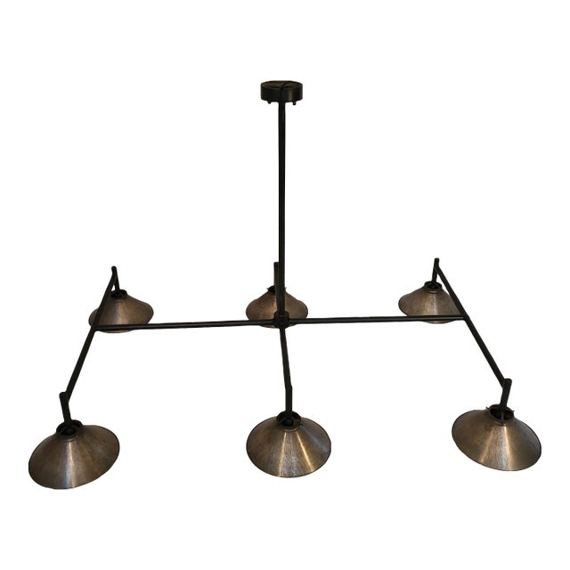 Industrial 6 Light Chandelier For Sale