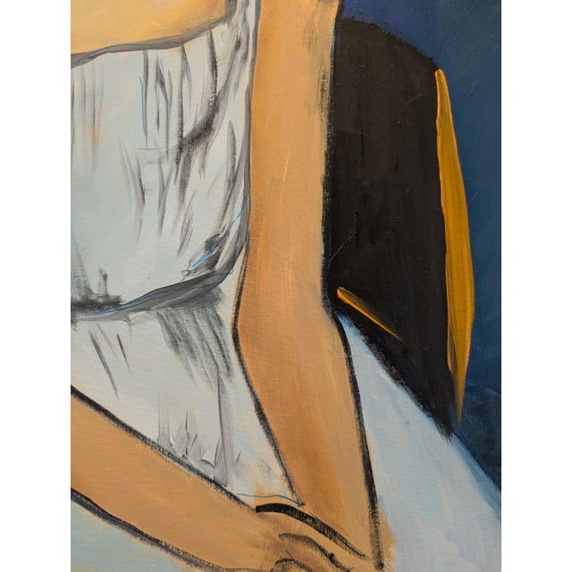 2020s Peaceful Moment - Oil on Board 18x24 in the Style of Modigliani For Sale - Image 5 of 5