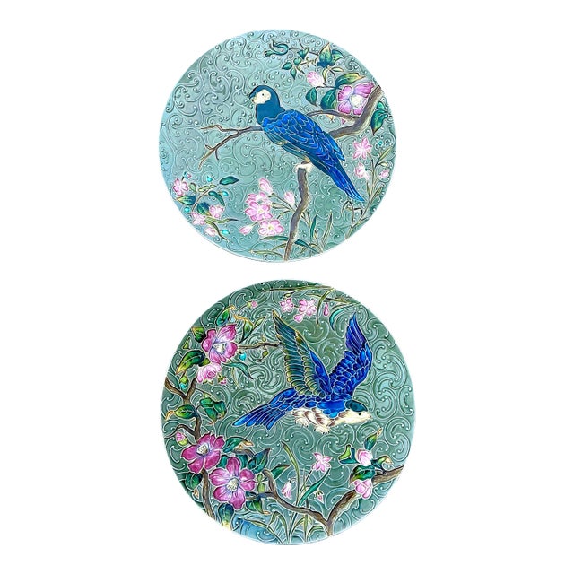 Vintage Shutz Chiil Glazed Ceramic Wall Plates - Set of 2 For Sale