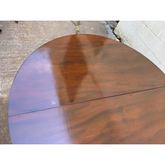 Pair of Antique Federal Style Mahogany Demilune Consoler Tables For Sale - Image 4 of 17