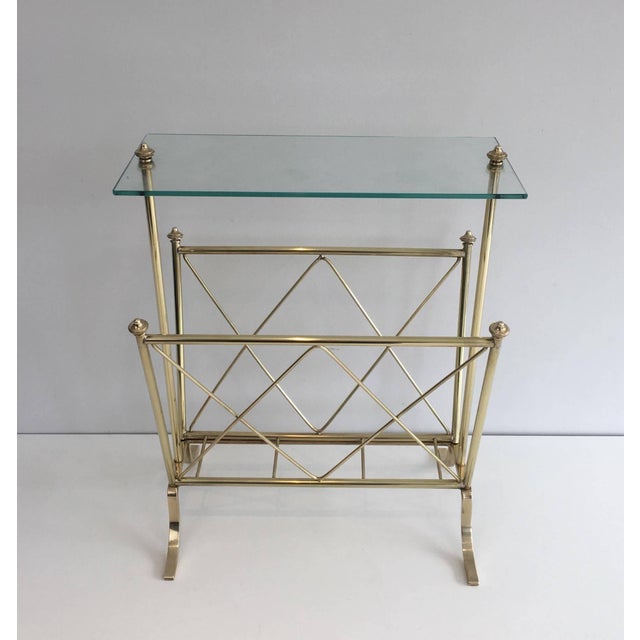 1940s Neoclassical brass and glass magazine rack, Maison Jansen For Sale - Image 11 of 12