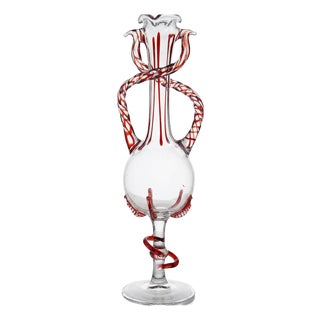 Vintage Venetian Murano Glass Filigrana/Zanfirico Soliflore Vase, 1950s-1960s For Sale