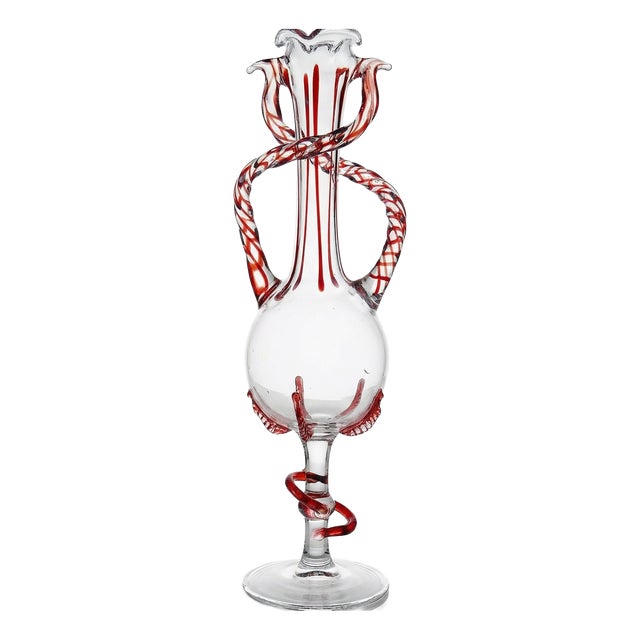 Vintage Venetian Murano Glass Filigrana/Zanfirico Soliflore Vase, 1950s-1960s For Sale