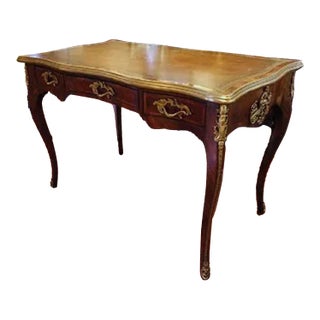 Mid 20th Century Bronze Mounted Leather Bureau For Sale
