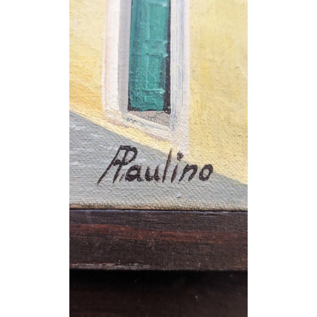 Modern Mid 20th Century Framed Signed Painting on Canvas. Girl on Lisbon Alfama Street by Antonio M Paulino For Sale - Image 3 of 15