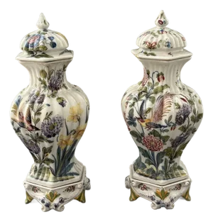 Majolica Potiche Vases by Nove di Bassano for Antonibon, 19th Century, Set of 2