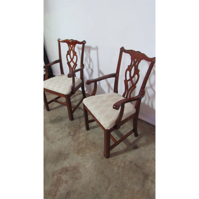 1980s Solid Mahogany Set Chippendale Dining Room Chairs For Sale - Image 11 of 15