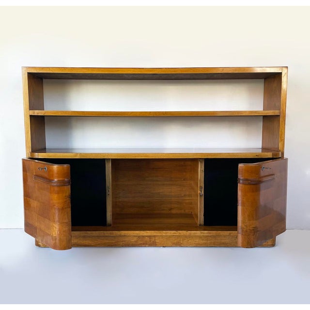 Art Deco Veneered Walnut Bookcase with Doors, 1930s For Sale - Image 3 of 13