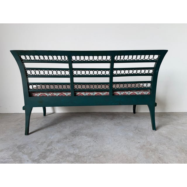 Hollywood Regency 1970’s Hollywood Regency Green Painted Loveseat / Settee For Sale - Image 3 of 12