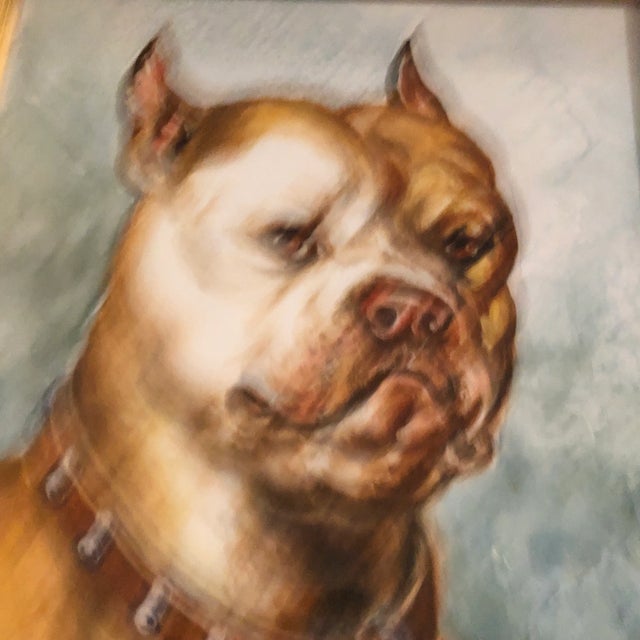 Traditional Original Vintage Pit Bull Terrier Watercolor Painting Signed For Sale - Image 3 of 5