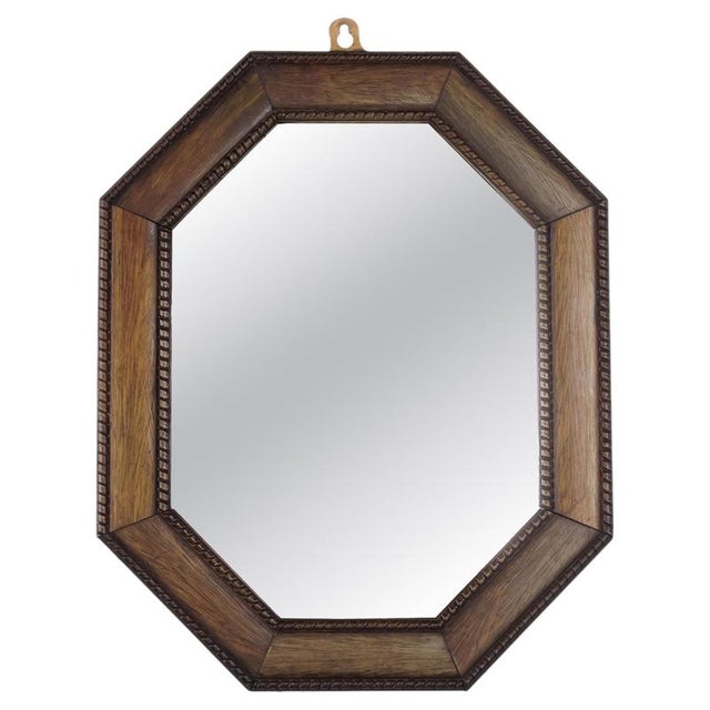 Wood Antique Mirror with Dark Wood Frame, 20th Century For Sale - Image 7 of 7