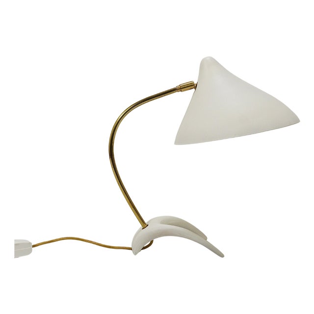 Mid-Century White Brass Table Lamp attributed to Karl-Heinz Kinsky for Cosack, 1950s For Sale