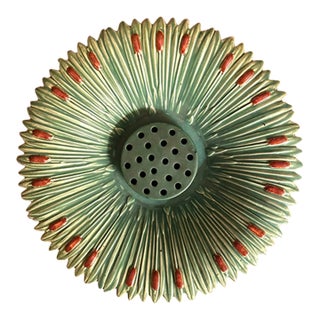 Vintage 1920's Weller Pottery Flower Frog & Cattail Bowl For Sale