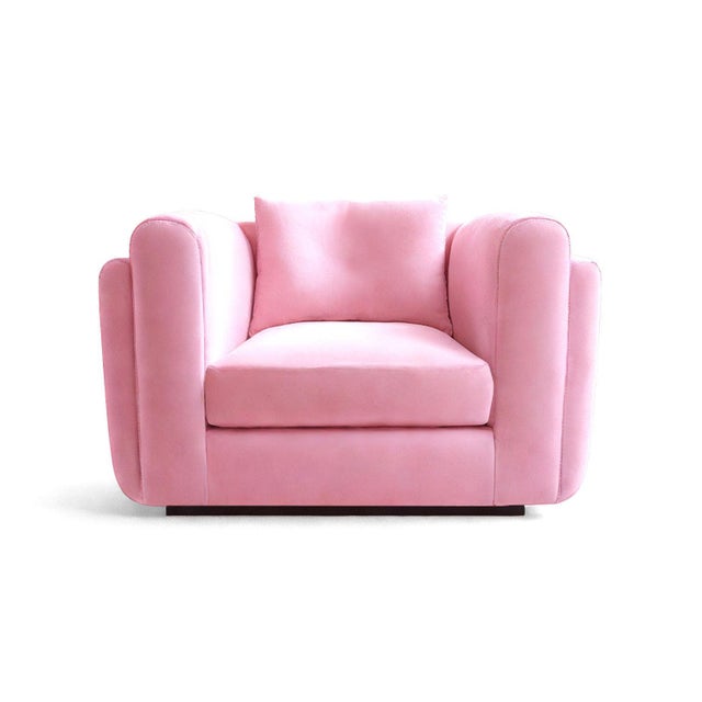 Not Yet Made - Made To Order Club Chair in Pink Velvet from Moanne For Sale - Image 5 of 5