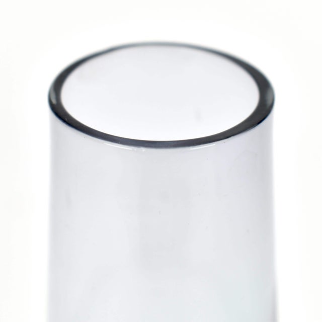 1960s Swedish Sea Glassbruk Rocket Vase by Inge Samuelsson | Atomic Age Space Vintage Mid Century Scandinavian Modern Ice Blue Grey Sommerso For Sale - Image 6 of 8