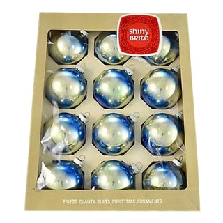 Shiny Brite Blue Ombre Balls- Set of 12 For Sale
