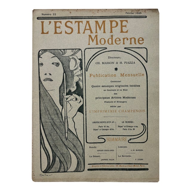 Alphonse Mucha, Cover for l'Estampe Moderne, February 1899, Lithograph For Sale