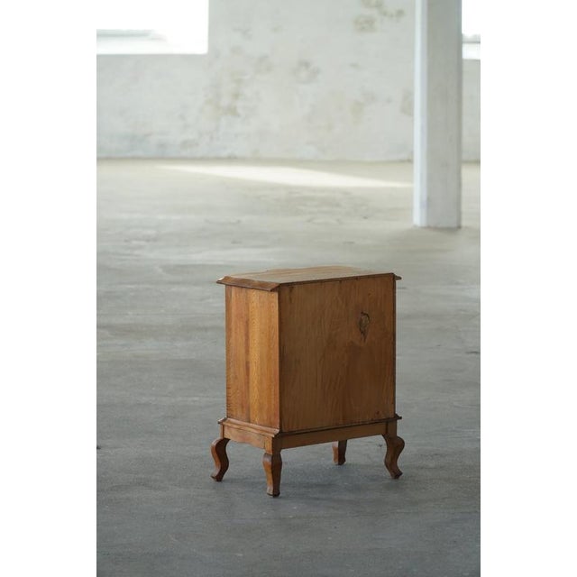 Danish Baroque Revival Three-Drawer Chest in Oak with Brass Hardware, 1940s For Sale - Image 6 of 18
