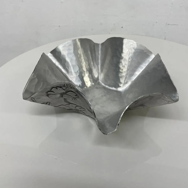 Hand crafted by Wendell August Forge Hammered Aluminum Sculptural Bowl. Grove City, Pennsylvania Wonderful flair with...