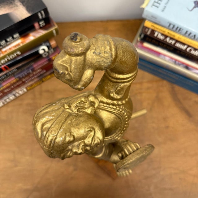 Wood Mid 20th Century Golden Gilded Wood Hanuman Sculpture For Sale - Image 7 of 15