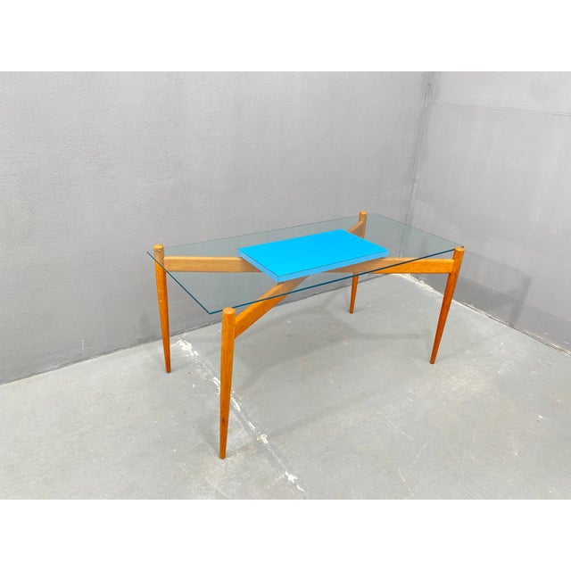 Glass Coffee Table with Wooden Frame, Czechoslovakia, 1960s For Sale - Image 14 of 18