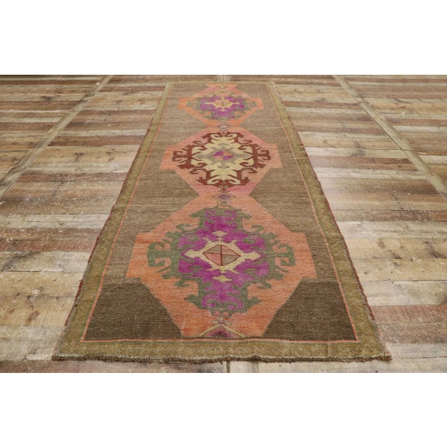 Textile Vintage Turkish Kars Runner Rug - 03'07 X 10'03 For Sale - Image 7 of 9