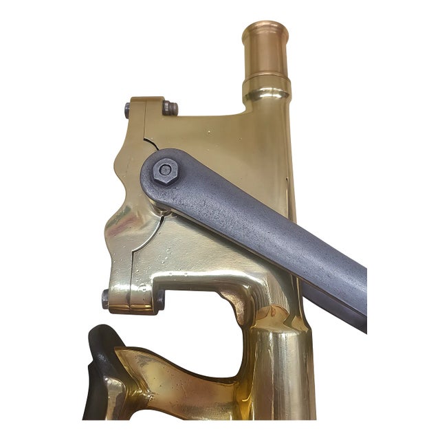 Wood Antique “The Acme” Brass & Iron Bar-Mount Corkscrew — Industrial Wine Opener For Sale - Image 7 of 11