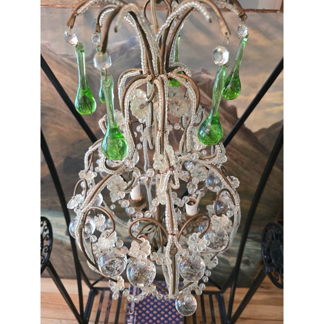 Vintage Bagues Maison Style Beaded Crystal Chandelier For Sale - Image 10 of 11