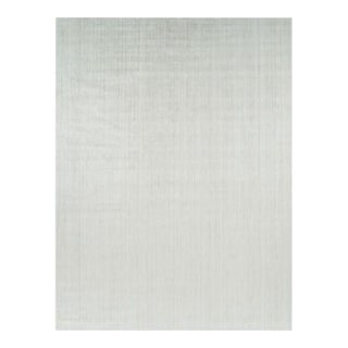 Rug & Kilim’s Oversized Textural Rug in Solid White and Silver-Gray Striae - 12x16 For Sale