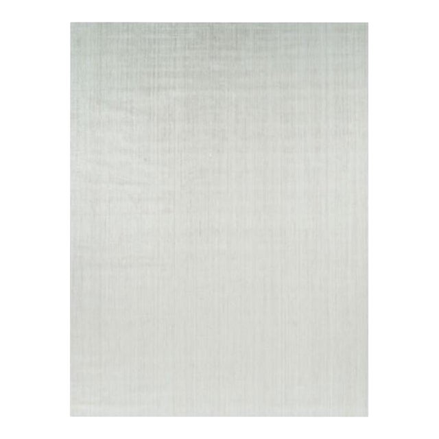 Rug & Kilim’s Oversized Textural Rug in Solid White and Silver-Gray Striae - 12x16 For Sale