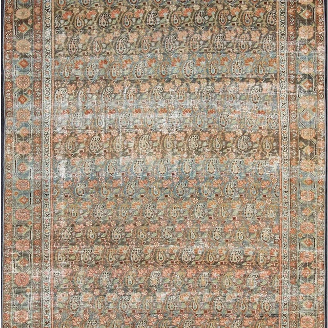 Tribal Antique Persian Malayer Rug With Allover Paisley Motifs in Warm Colorful Tones For Sale - Image 3 of 13