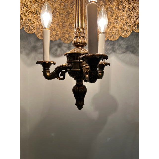 Gold Vintage Moroccan Chandelier With Pierced Shade For Sale - Image 8 of 11