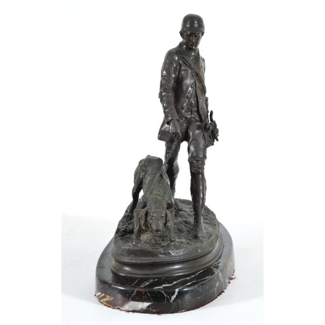 Bronze After Pierre Jules Mene. "The Bloodhound Handler". Patinated Bronze Sculpture. Signed and Dated 1879 on Base. For Sale - Image 8 of 10