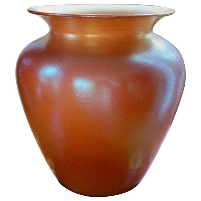 Durand Irredescent Art Deco Orange and Gold Glass Vase For Sale In Dallas - Image 6 of 6
