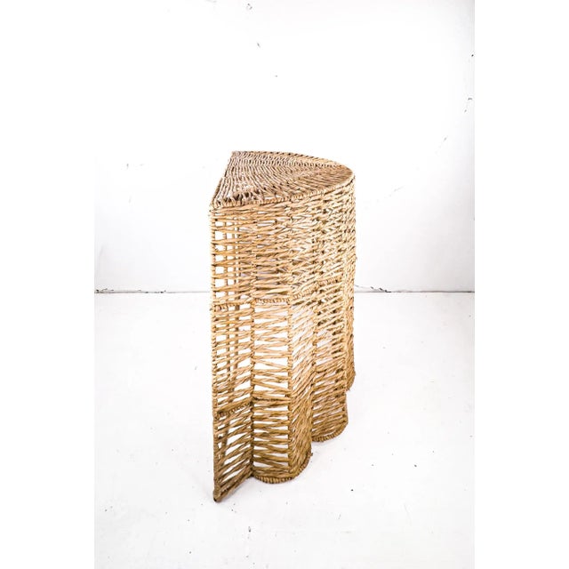 Late 20th Century Vintage Woven Seagrass Demi-Lune Table For Sale - Image 5 of 9