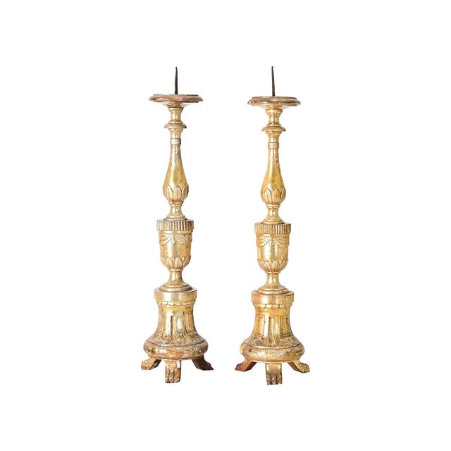18th Century French Pair of 18th Century Gilt Candlesticks For Sale - Image 5 of 13