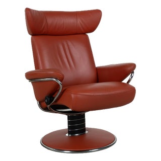 Large Jazz Recliner in Red Brown Leather from Stressless For Sale