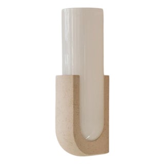 Pluto Sconce in Ceramic Stone and White Glass by Farrah Sit For Sale